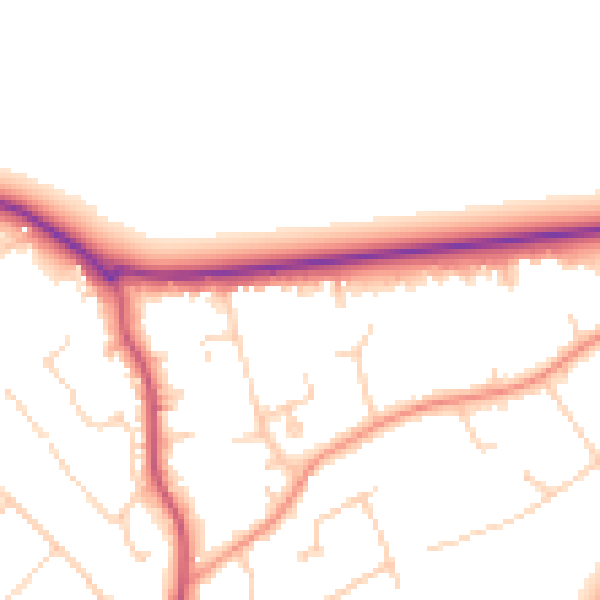 Daytime road noise heatmap for GU21 4HW