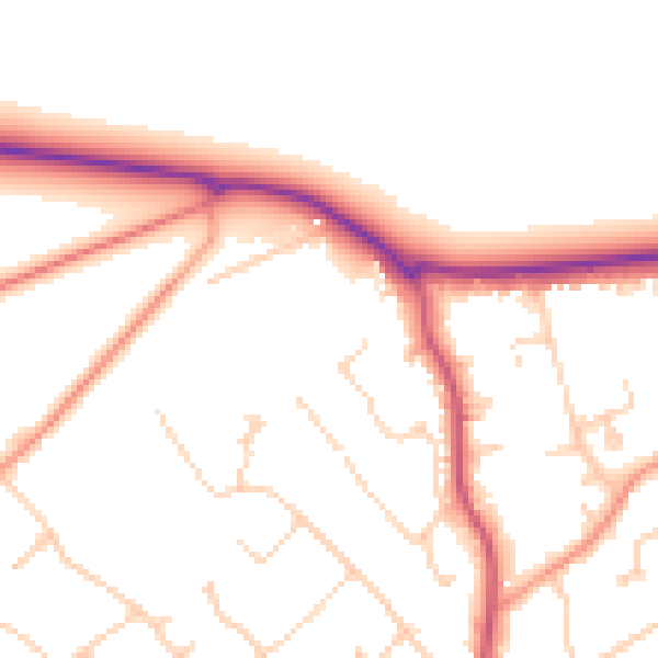 Daytime road noise heatmap for GU21 4JG