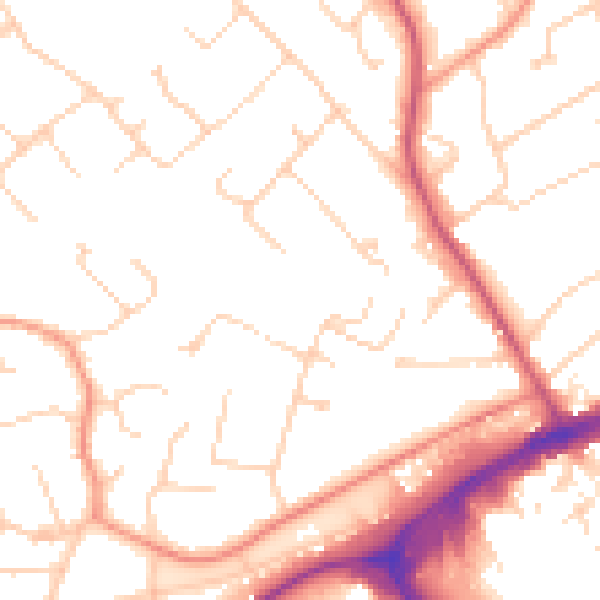 Daytime road noise heatmap for GU21 4LX