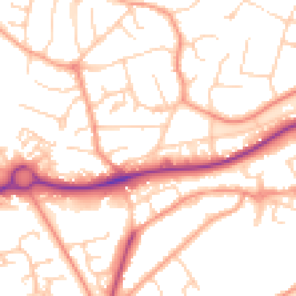 Daytime road noise heatmap for GU21 4NS