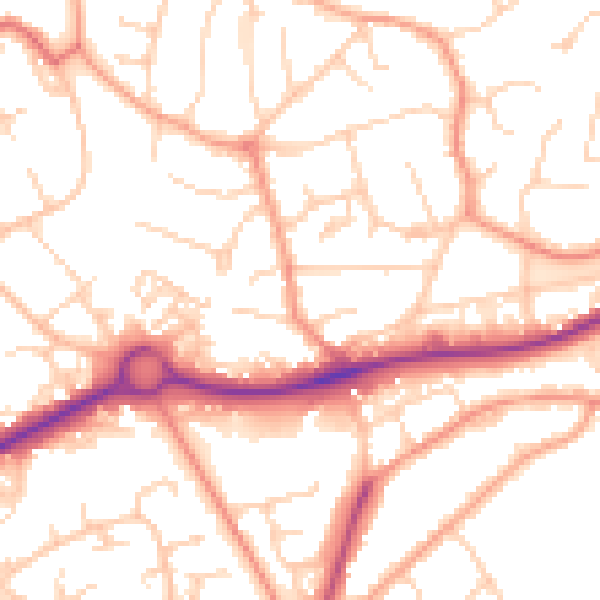 Daytime road noise heatmap for GU21 4PL