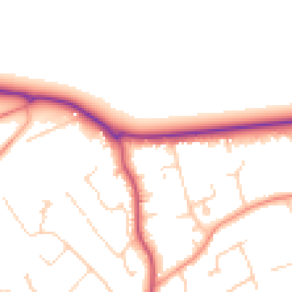Daytime road noise heatmap for GU21 4PZ