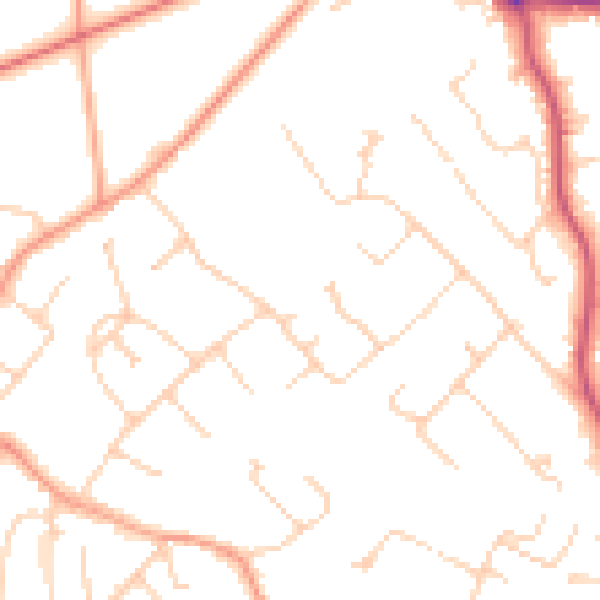 Daytime road noise heatmap for GU21 4QA