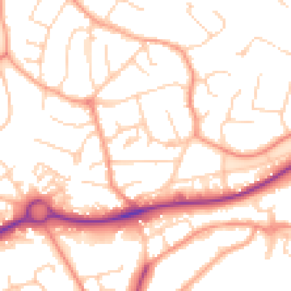 Daytime road noise heatmap for GU21 4RL