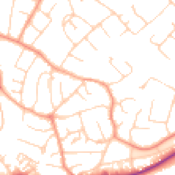 Daytime road noise heatmap for GU21 4RU
