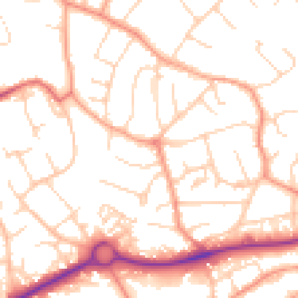 Daytime road noise heatmap for GU21 4SF