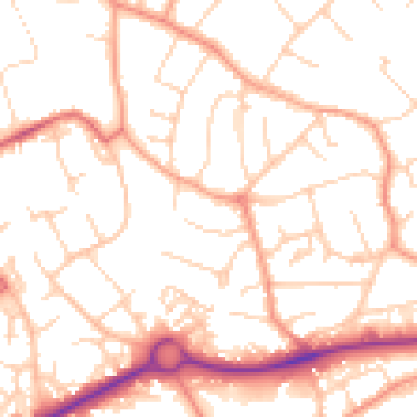 Daytime road noise heatmap for GU21 4SL