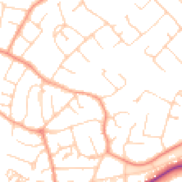 Daytime road noise heatmap for GU21 4SS