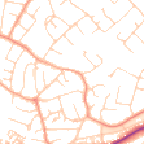 Daytime road noise heatmap for GU21 4ST