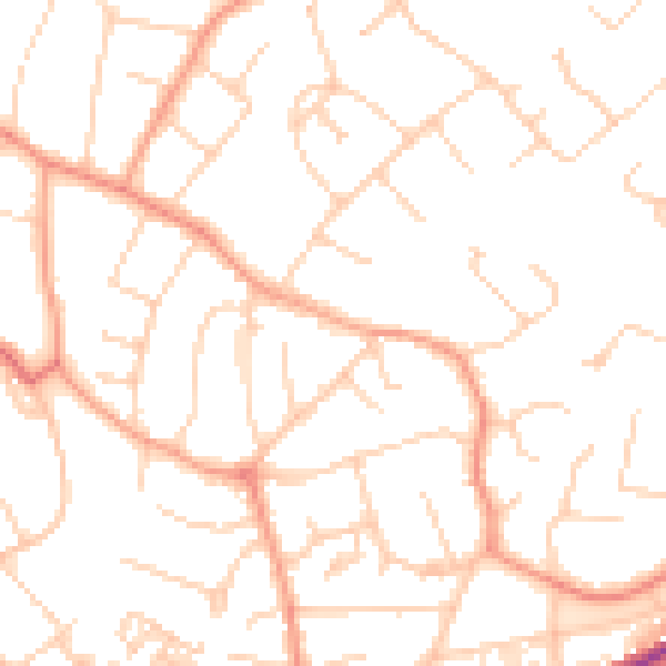Daytime road noise heatmap for GU21 4SX