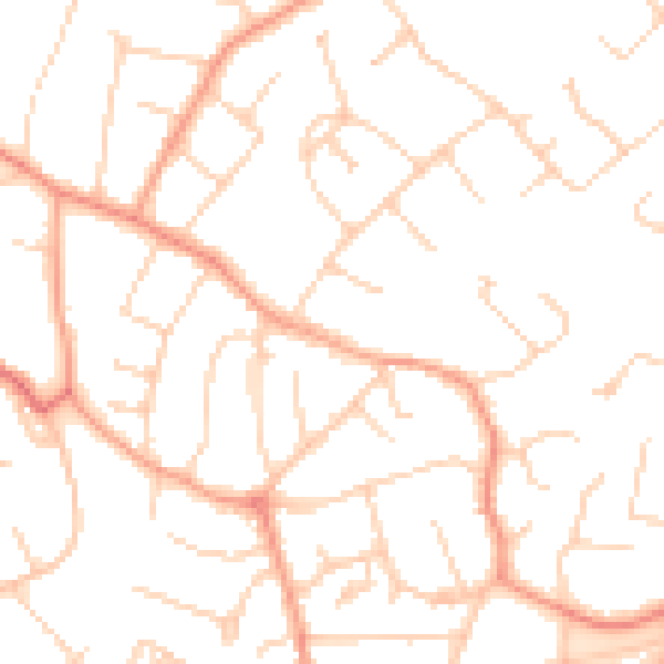 Daytime road noise heatmap for GU21 4SY