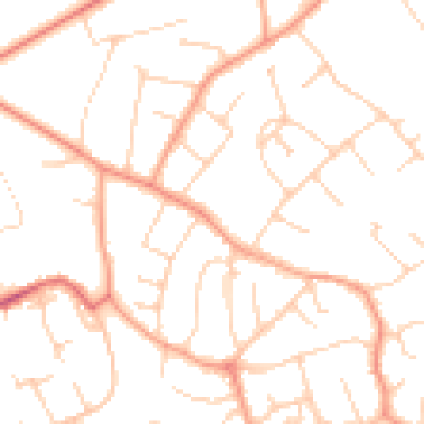 Daytime road noise heatmap for GU21 4UB