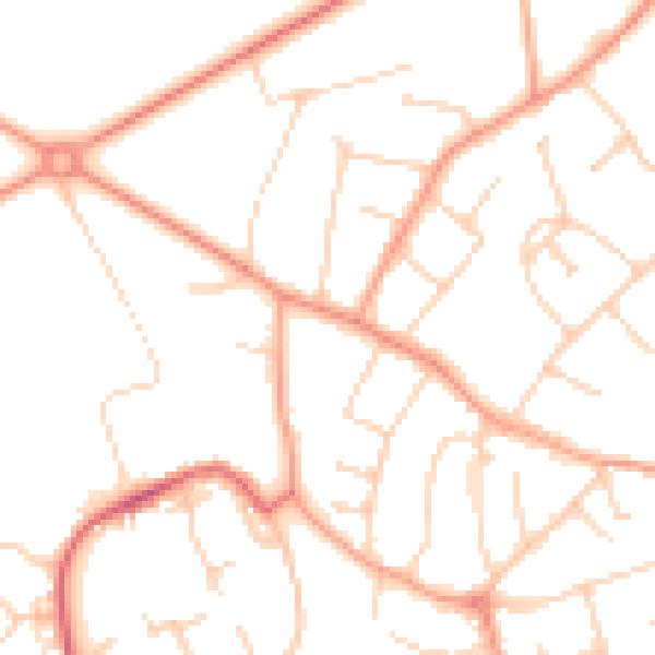Daytime road noise heatmap for GU21 4UT