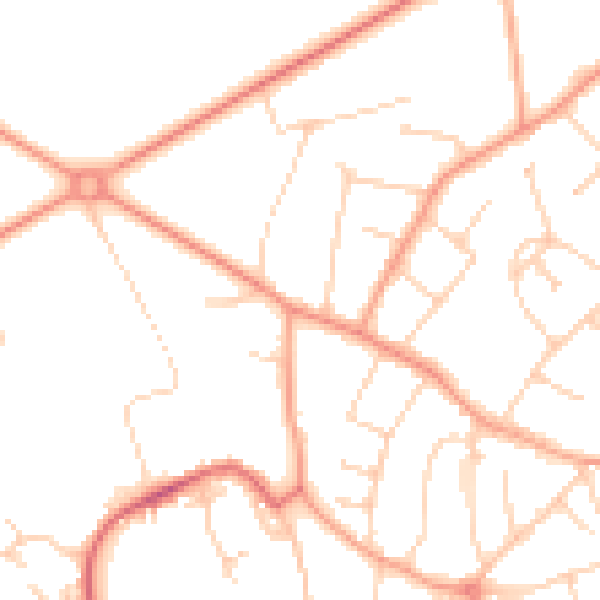 Daytime road noise heatmap for GU21 4XA