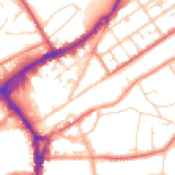 Daytime road noise heatmap for GU21 5AP