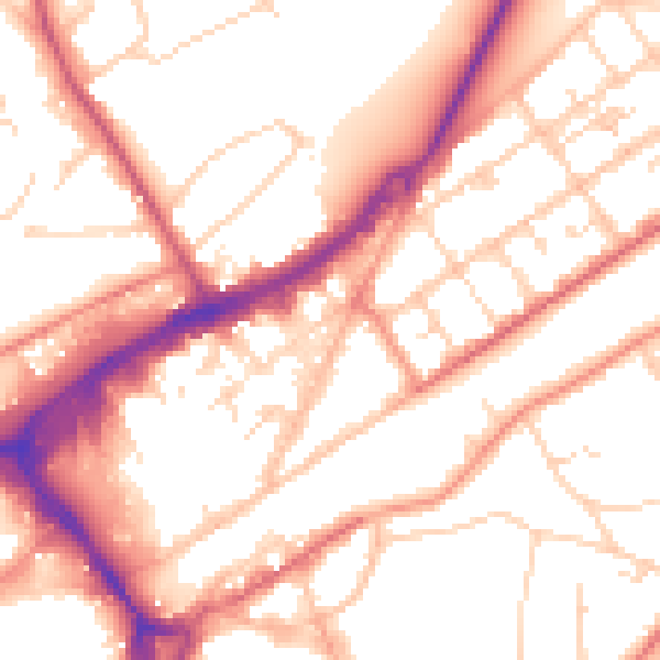 Daytime road noise heatmap for GU21 5BG