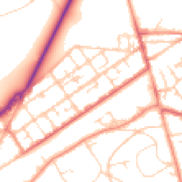 Daytime road noise heatmap for GU21 5DQ