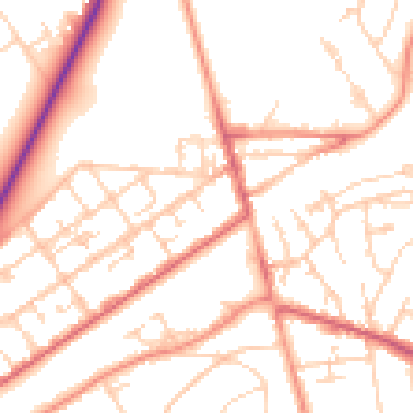 Daytime road noise heatmap for GU21 5EH