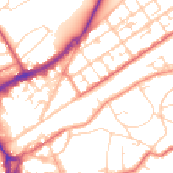 Daytime road noise heatmap for GU21 5FG