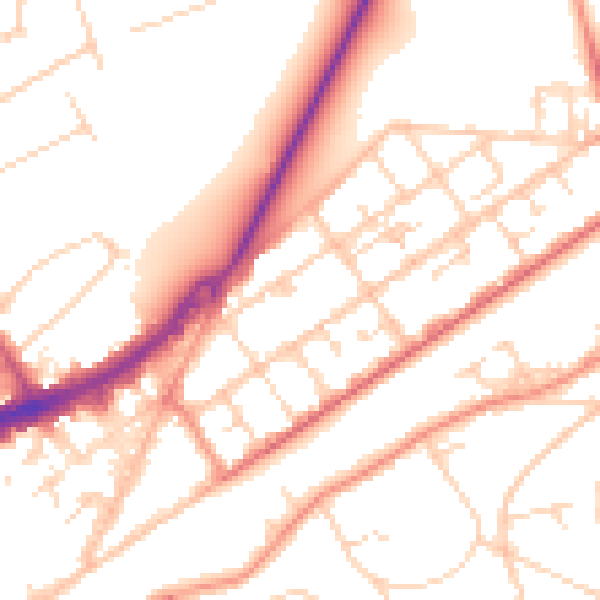 Daytime road noise heatmap for GU21 5HJ