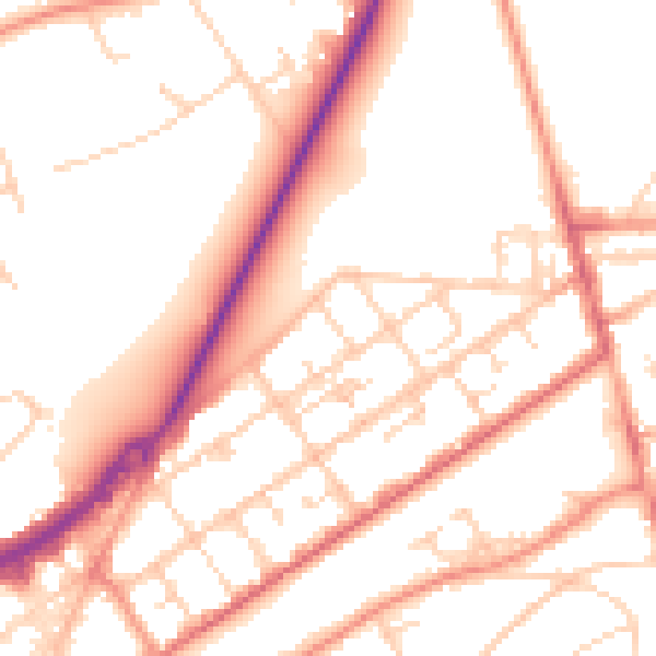 Daytime road noise heatmap for GU21 5HL