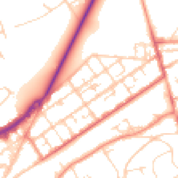 Daytime road noise heatmap for GU21 5HT