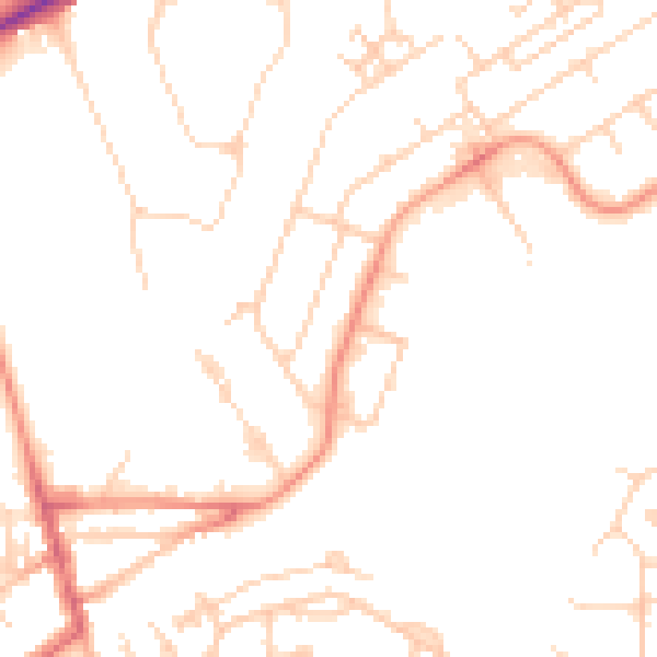 Daytime road noise heatmap for GU21 5LB