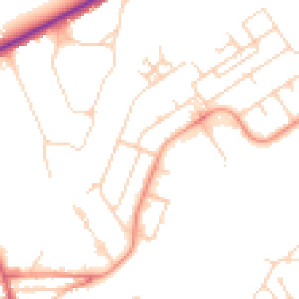 Daytime road noise heatmap for GU21 5LD