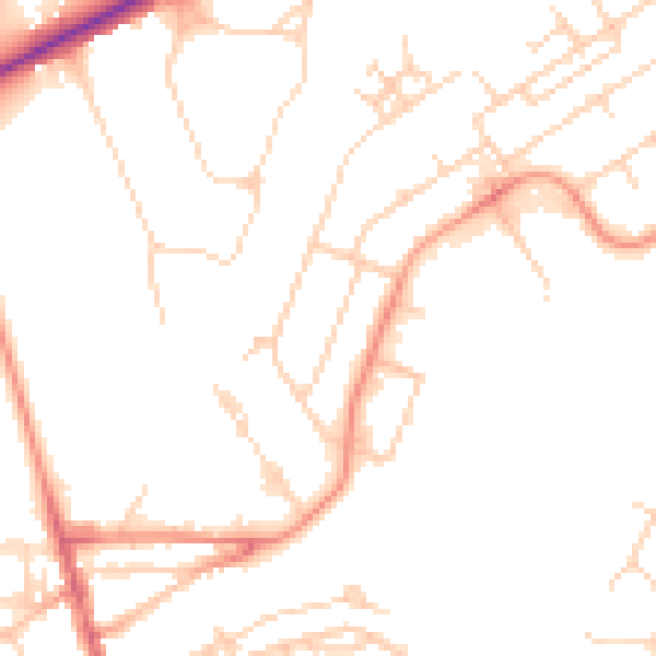 Daytime road noise heatmap for GU21 5LF
