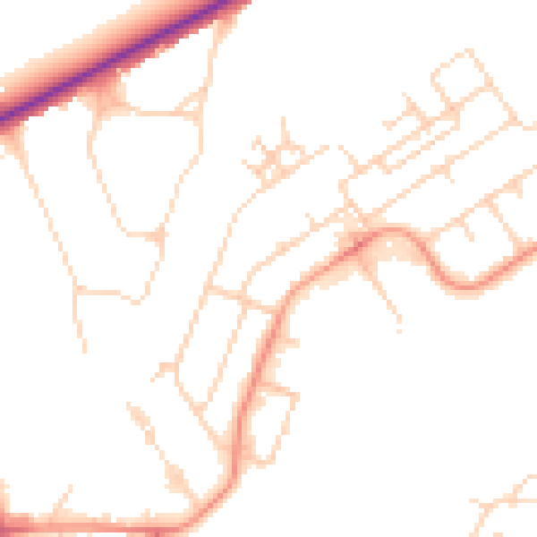 Daytime road noise heatmap for GU21 5NU