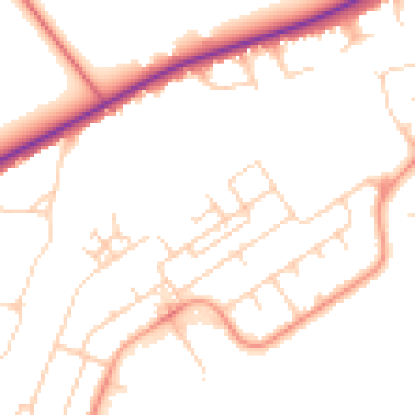 Daytime road noise heatmap for GU21 5QS