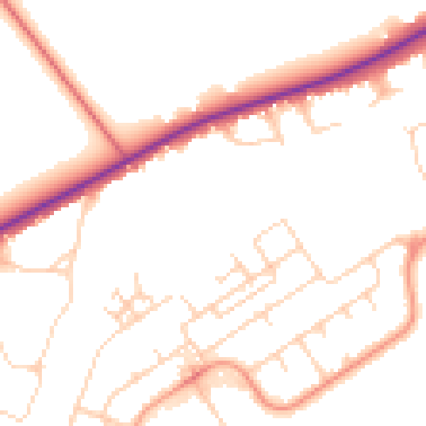 Daytime road noise heatmap for GU21 5QT