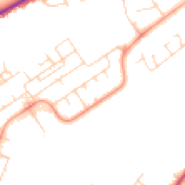 Daytime road noise heatmap for GU21 5RB