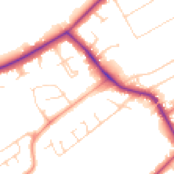 Daytime road noise heatmap for GU21 5TU