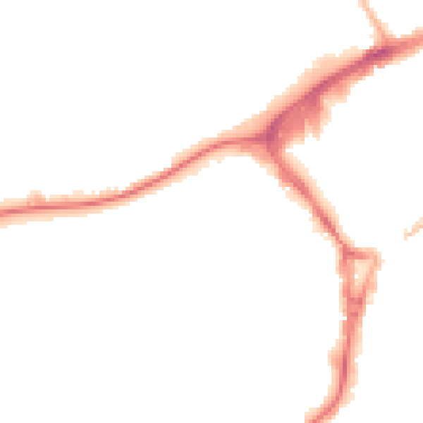 Night-time road noise heatmap for GU21 6DU