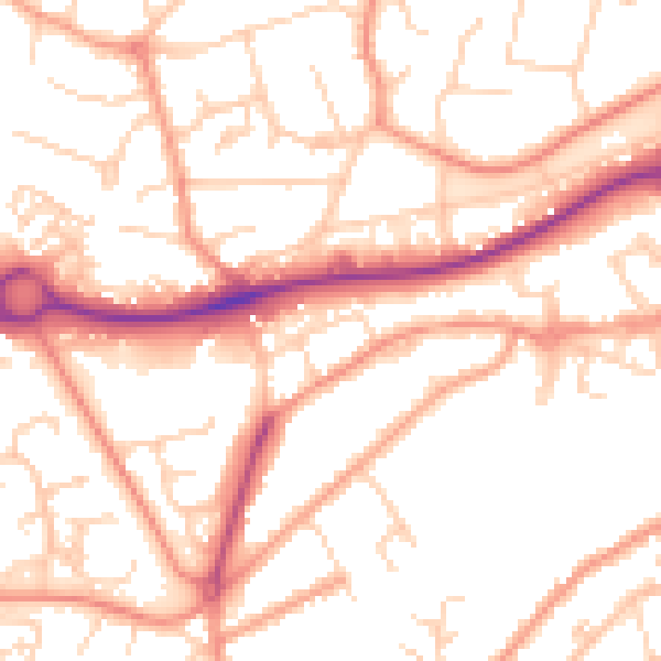 Daytime road noise heatmap for GU21 6NN