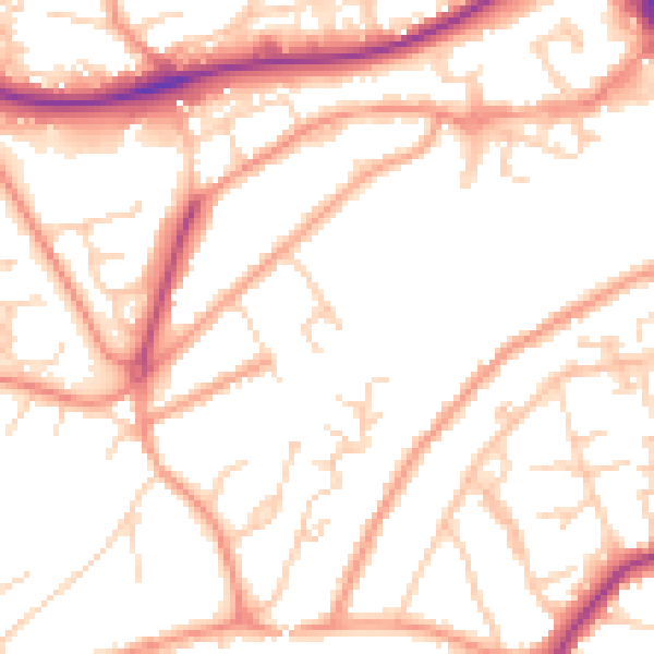 Daytime road noise heatmap for GU21 6NY