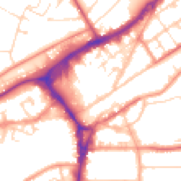 Daytime road noise heatmap for GU21 6XT
