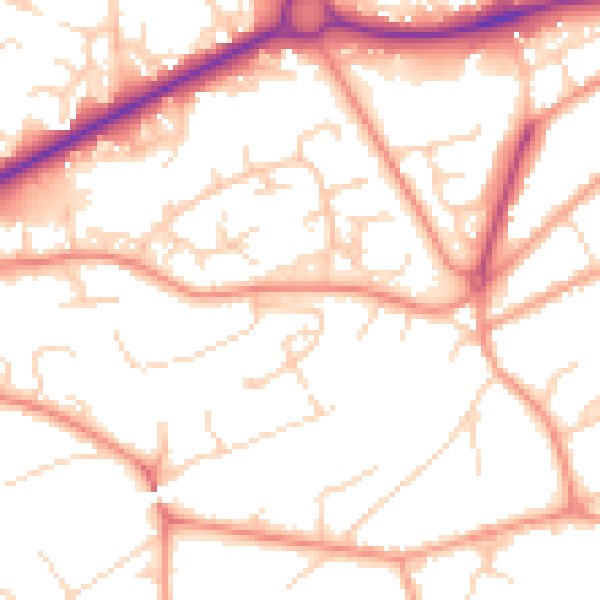 Daytime road noise heatmap for GU21 7NP