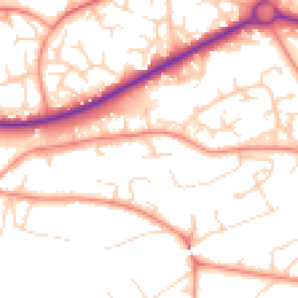Daytime road noise heatmap for GU21 7PT