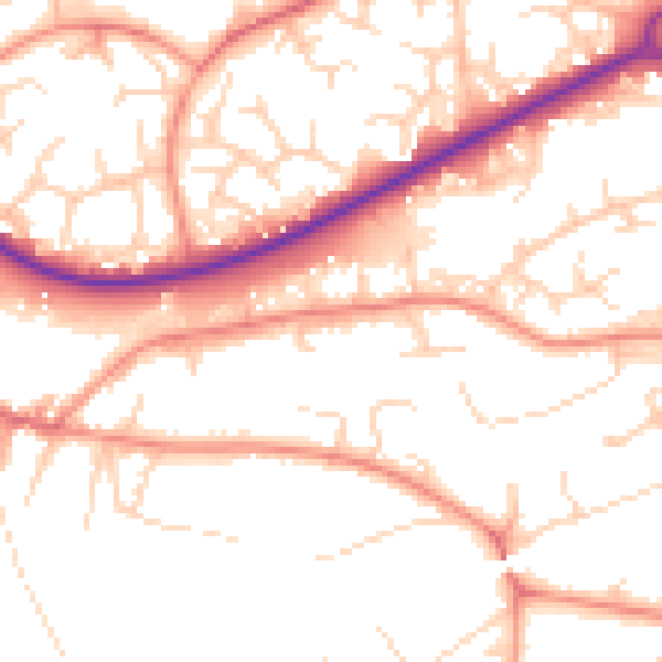 Daytime road noise heatmap for GU21 7QD