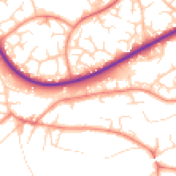 Daytime road noise heatmap for GU21 7QG