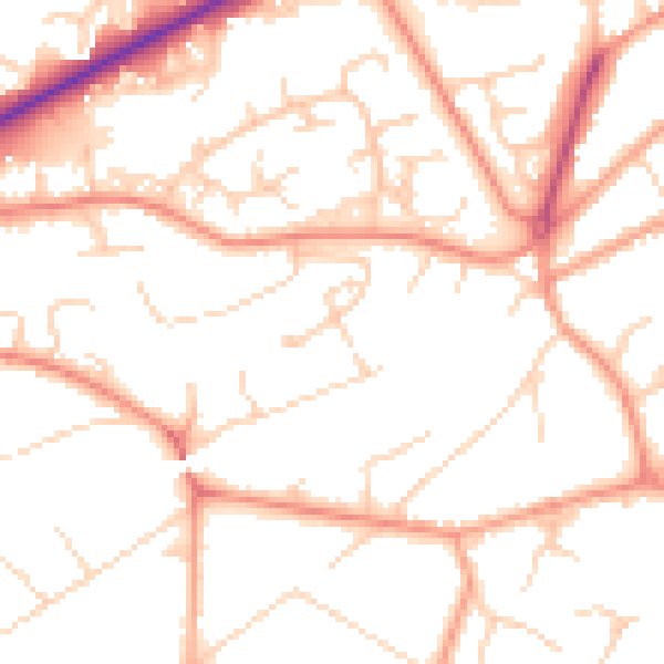 Daytime road noise heatmap for GU21 7QR
