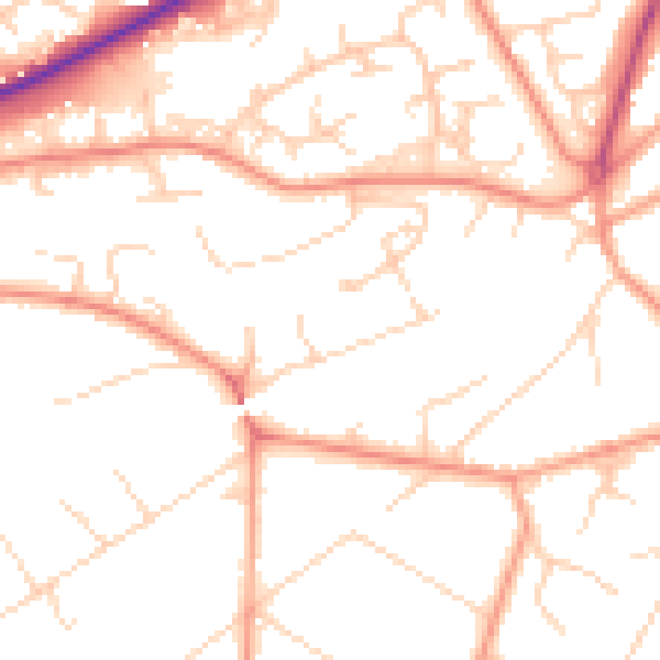 Daytime road noise heatmap for GU21 7QS
