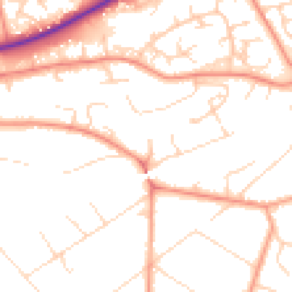 Daytime road noise heatmap for GU21 7QT