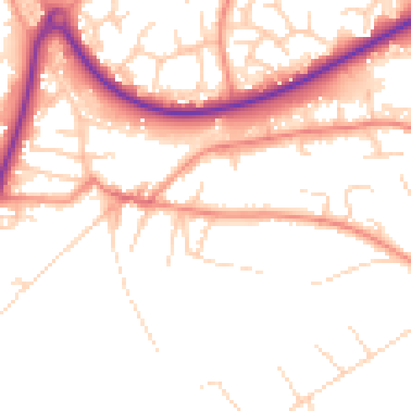 Daytime road noise heatmap for GU21 7RH