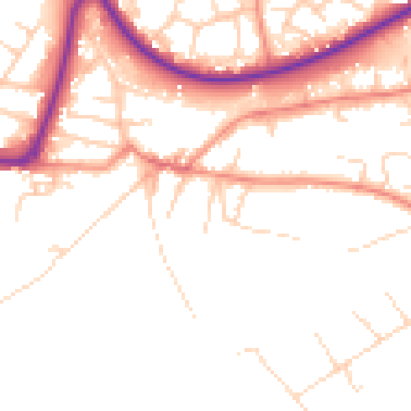 Daytime road noise heatmap for GU21 7RN