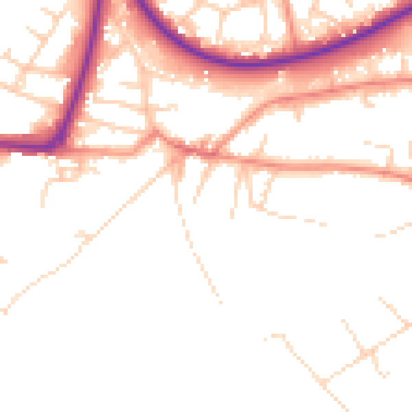 Daytime road noise heatmap for GU21 7RR