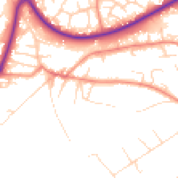 Daytime road noise heatmap for GU21 7RT