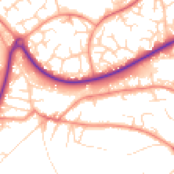 Daytime road noise heatmap for GU21 7RY